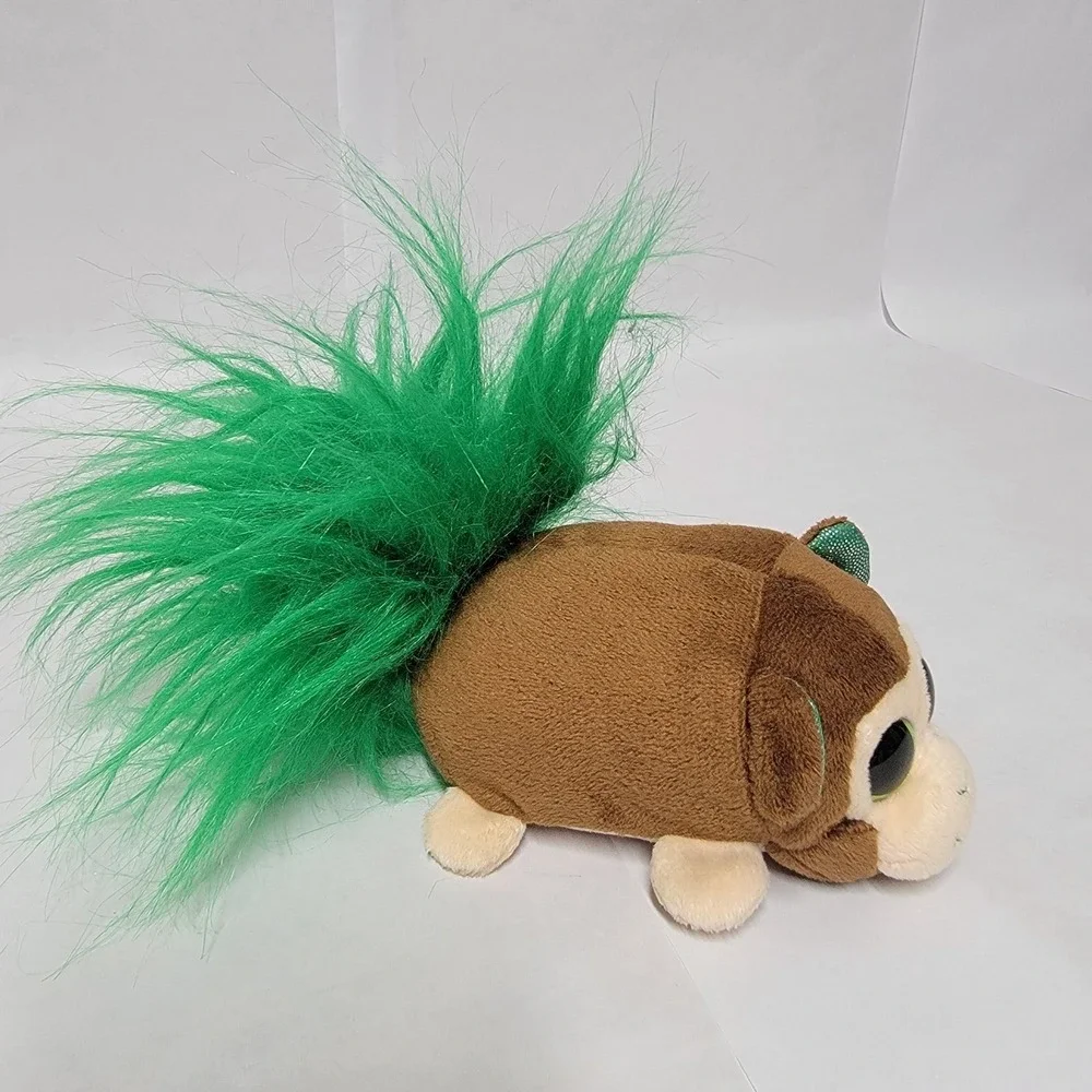 Fuzzee Tails Monkey Plush Toy Green Spiky‎ Hair Large Sparkle Eyes